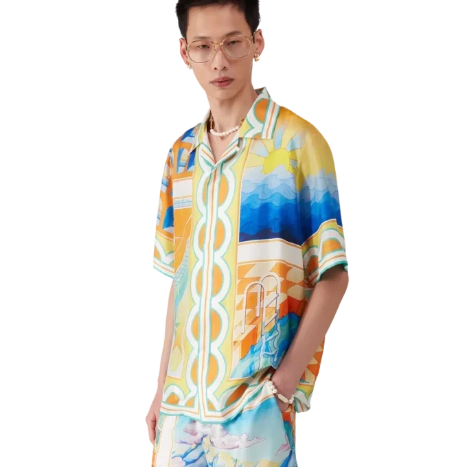 Chemise en soie à manches courtes Surreal Pool Shorts Chemise en soie à manches courtes Surreal Pool Shorts