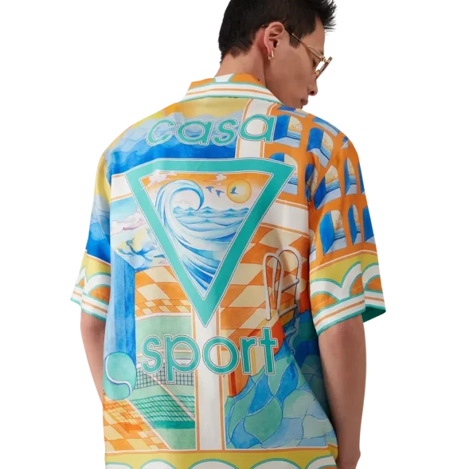 Chemise en soie à manches courtes Surreal Pool Shorts Chemise en soie à manches courtes Surreal Pool Shorts