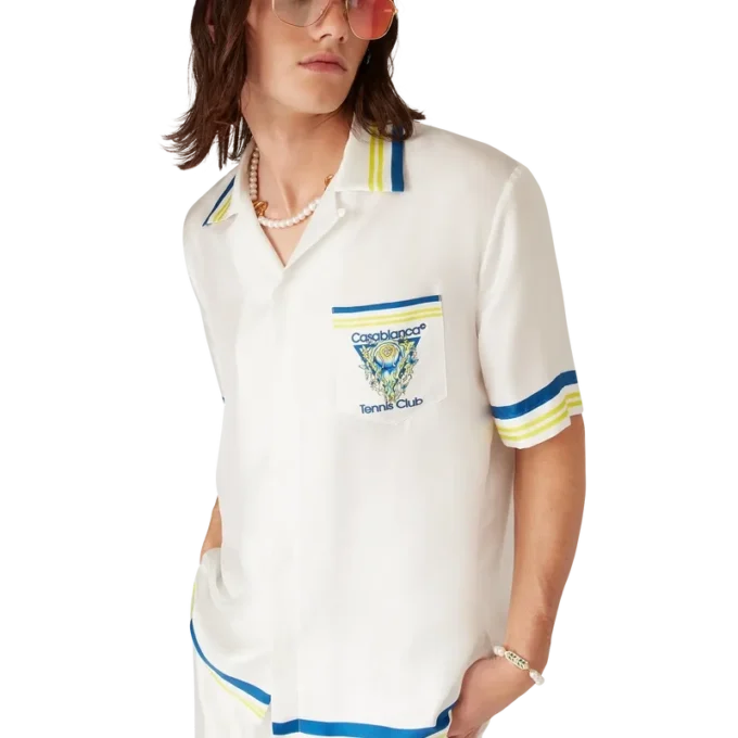Chemise en soie à manches courtes Tennis Club Chemise en soie à manches courtes Tennis Club