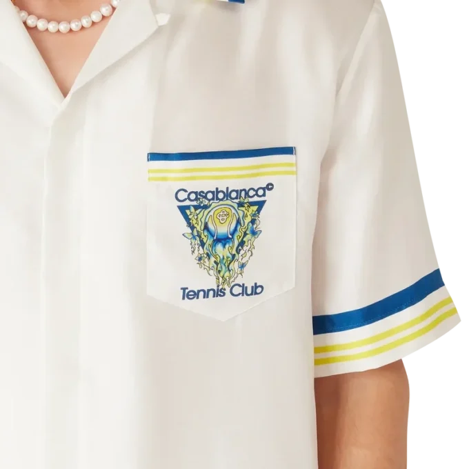 Chemise en soie à manches courtes Tennis Club Chemise en soie à manches courtes Tennis Club