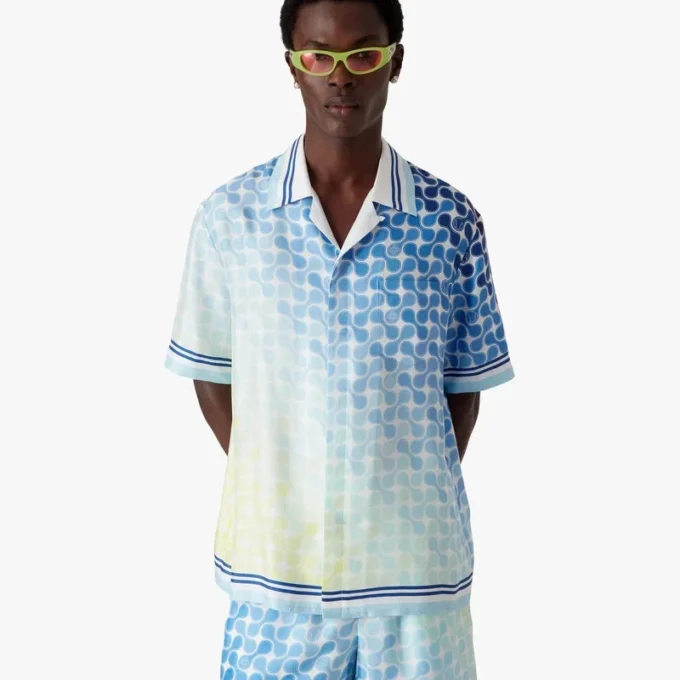 Chemise en soie à manches courtes Tennis Tile dégradée Chemise en soie à manches courtes Tennis Tile dégradée