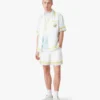 Chemise en soie à manches courtes « White Tennis Landscape » en shorts Chemise en soie à manches courtes « White Tennis Landscape » en shorts