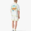 Chemise en soie à manches courtes « White Tennis Landscape » en shorts Chemise en soie à manches courtes « White Tennis Landscape » en shorts