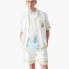 Chemise en soie à manches courtes « White Tennis Landscape » en shorts Chemise en soie à manches courtes « White Tennis Landscape » en shorts