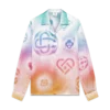 Chemise en soie à manches longues avec logo en demi-teintes Chemise en soie à manches longues avec logo en demi-teintes