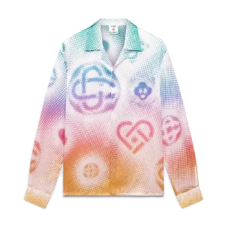 Chemise en soie à manches longues avec logo en demi-teintes