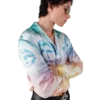 Chemise en soie à manches longues avec logo en demi-teintes Chemise en soie à manches longues avec logo en demi-teintes