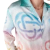 Chemise en soie à manches longues avec logo en demi-teintes Chemise en soie à manches longues avec logo en demi-teintes
