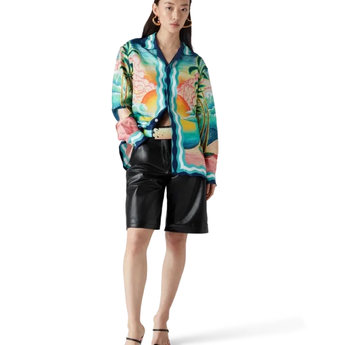 Chemise en soie à manches longues Danse De La Mer