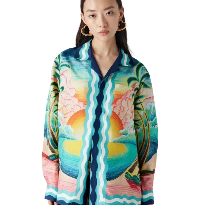 Chemise en soie à manches longues Danse De La Mer