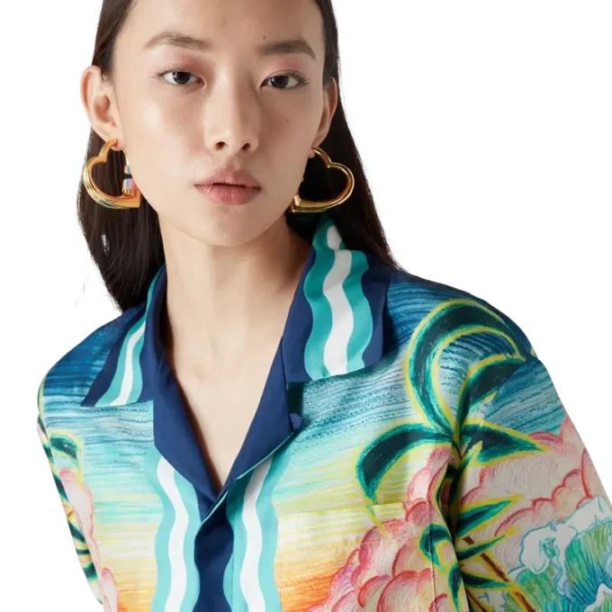 Chemise en soie à manches longues Danse De La Mer