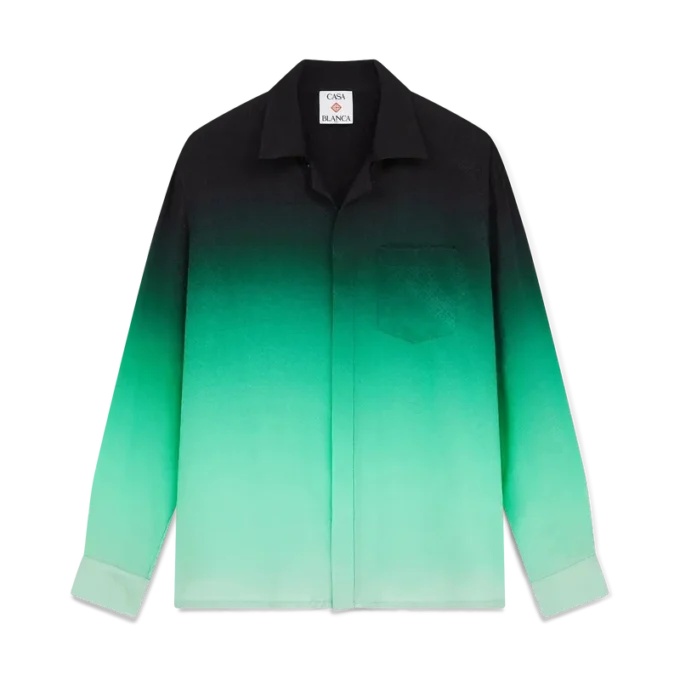 Chemise en soie à manches longues en jacquard Gradient Ping Pong Chemise en soie à manches longues en jacquard Gradient Ping Pong