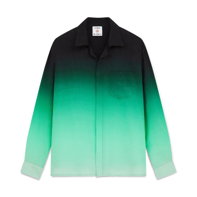Chemise en soie à manches longues en jacquard Gradient Ping Pong Chemise en soie à manches longues en jacquard Gradient Ping Pong