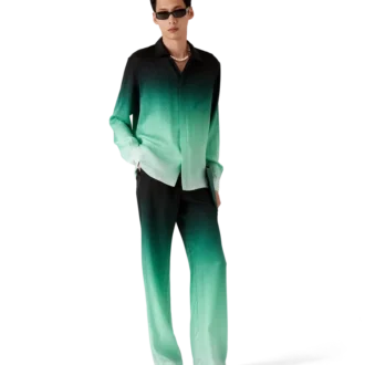 Chemise en soie à manches longues en jacquard Gradient Ping Pong