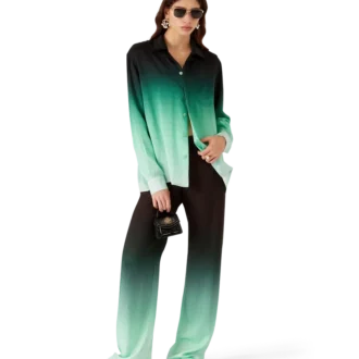 Chemise en soie à manches longues en jacquard Gradient Ping Pong