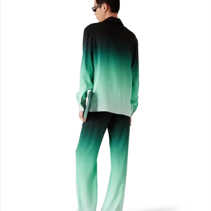 Chemise en soie à manches longues en jacquard Gradient Ping Pong Chemise en soie à manches longues en jacquard Gradient Ping Pong