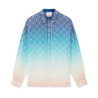 Chemise en soie à manches longues et dégradé jacquard