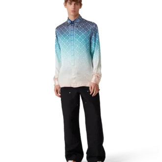 Chemise en soie à manches longues et dégradé jacquard
