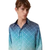 Chemise en soie à manches longues et dégradé jacquard