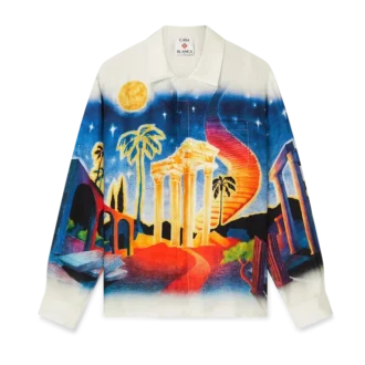 Chemise en soie à manches longues Midnight Acropolis