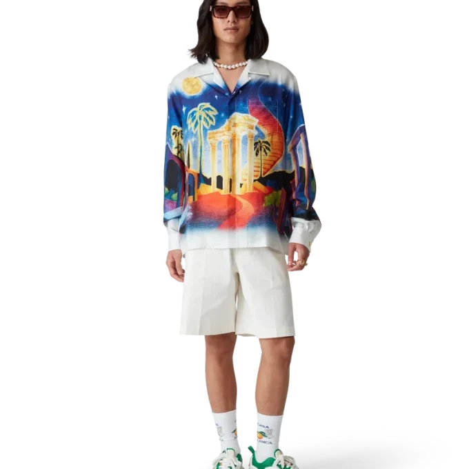 Chemise en soie Midnight Acropolis