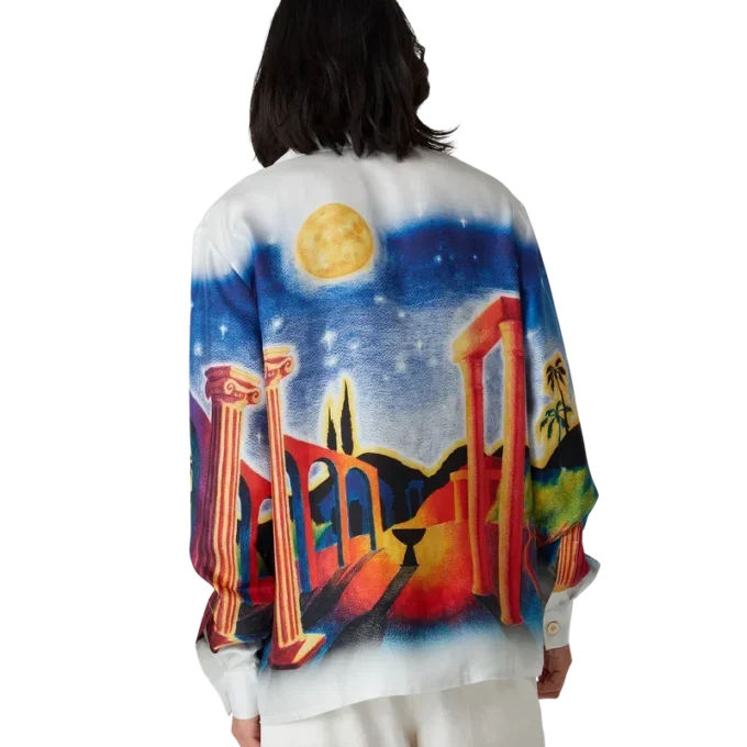 Chemise en soie Midnight Acropolis