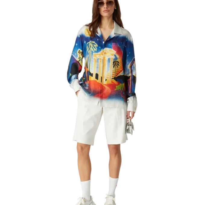 Chemise en soie Midnight Acropolis