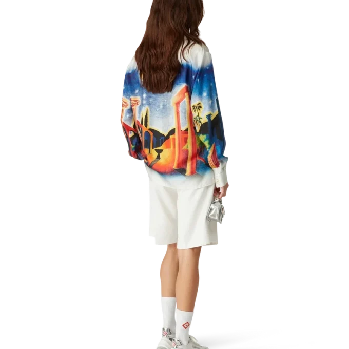 Chemise en soie Midnight Acropolis