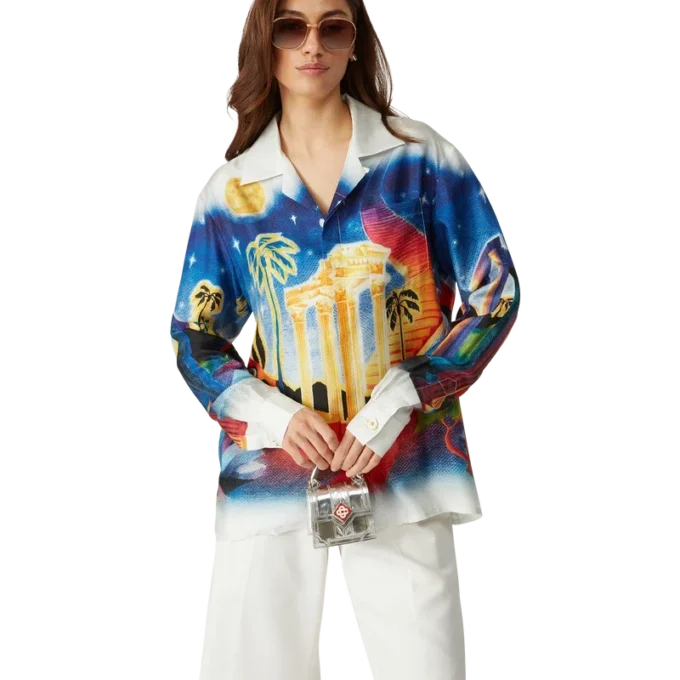 Chemise en soie Midnight Acropolis