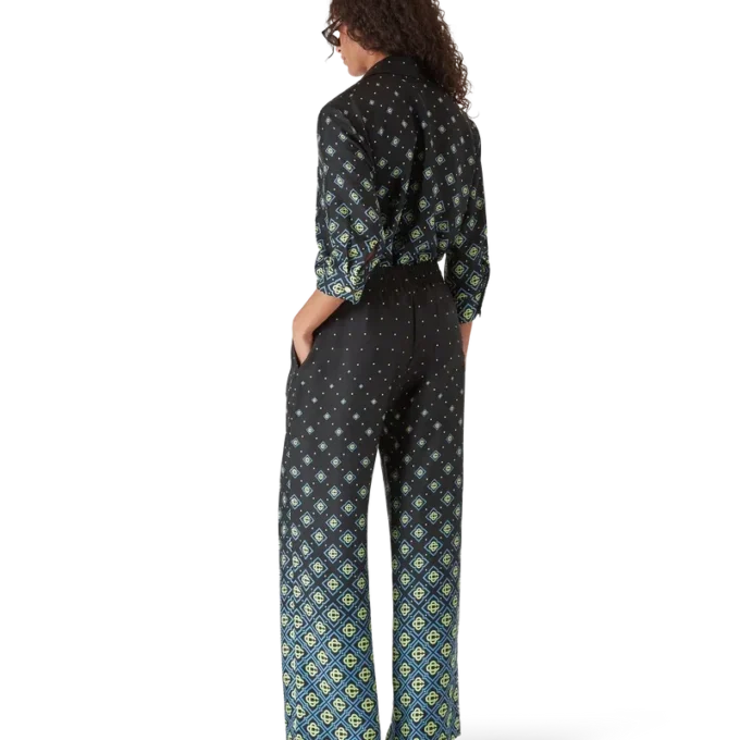 Chemise en soie à manches longues Monogram dégradé Chemise en soie à manches longues Monogram dégradé