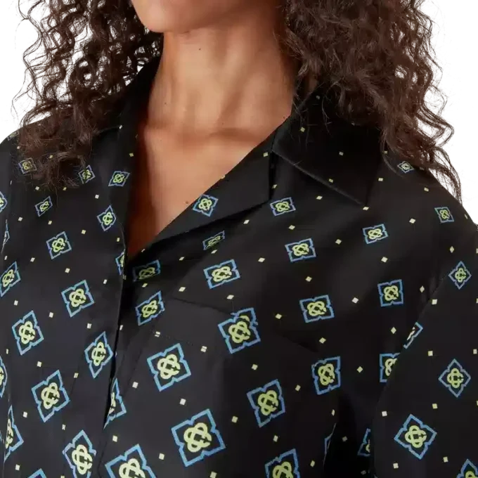Chemise en soie à manches longues Monogram dégradé Chemise en soie à manches longues Monogram dégradé
