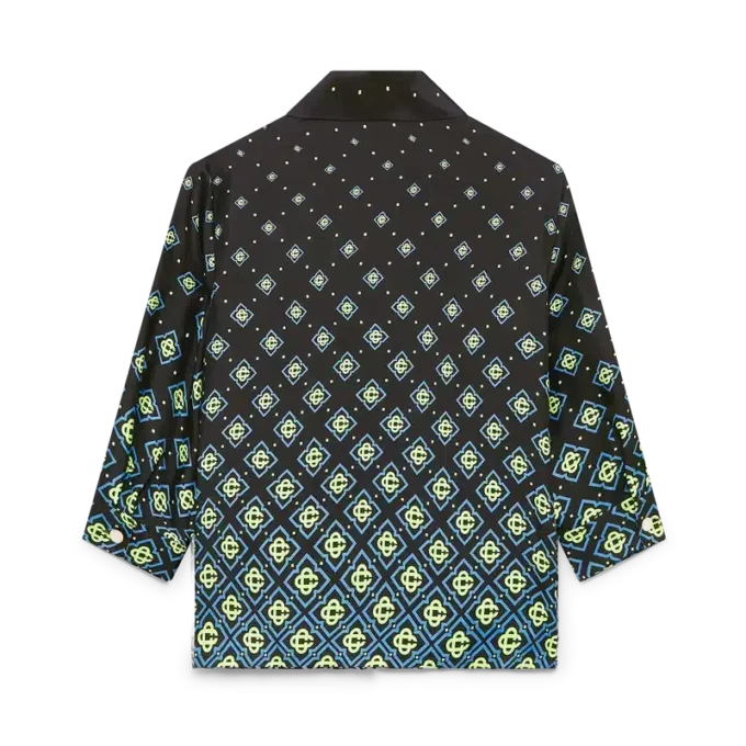 Chemise en soie à manches longues Monogram dégradé Chemise en soie à manches longues Monogram dégradé