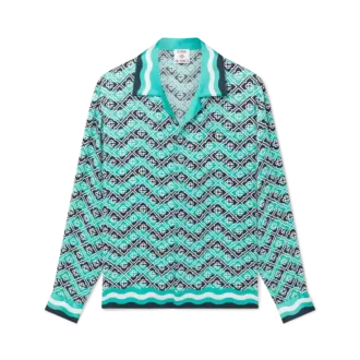 Chemise en soie à manches longues Monogram Wave