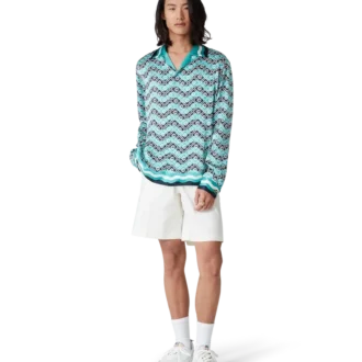 Chemise en soie à manches longues Monogram Wave