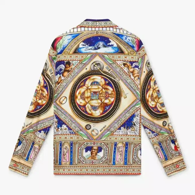 Chemise en soie à manches longues Plafond Orne De Musique Chemise en soie à manches longues Plafond Orne De Musique