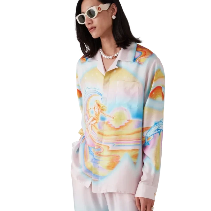 Chemise en soie à manches longues Psychedelic Nirvana