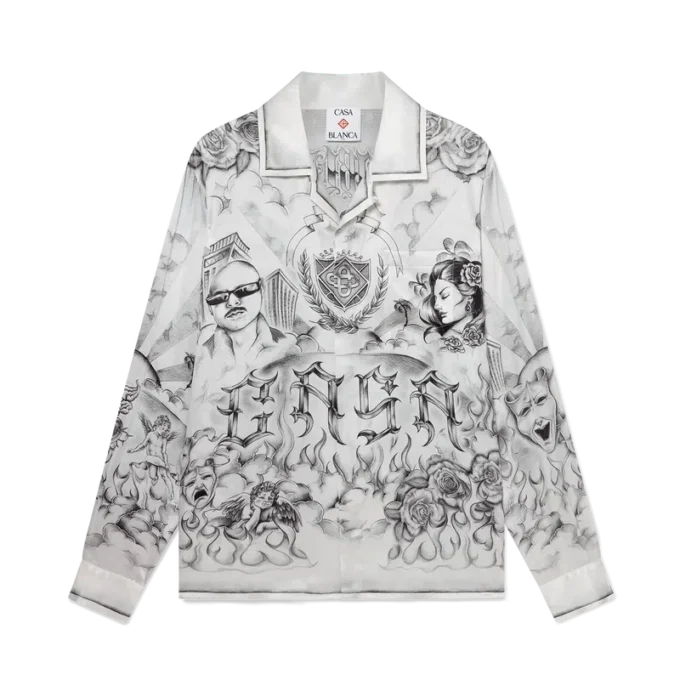 Chemise en soie à manches longues Tattoo Chemise en soie à manches longues Tattoo
