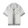 Chemise en soie à manches courtes avec motif Monogram Heart dégradé Chemise en soie à manches courtes avec motif Monogram Heart dégradé