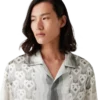 Chemise en soie à manches courtes avec motif Monogram Heart dégradé Chemise en soie à manches courtes avec motif Monogram Heart dégradé
