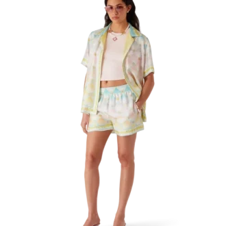 Chemise en twill de soie à manches courtes Candy Icons