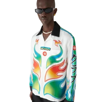 Chemise en twill de soie à manches longues Flame Laurel
