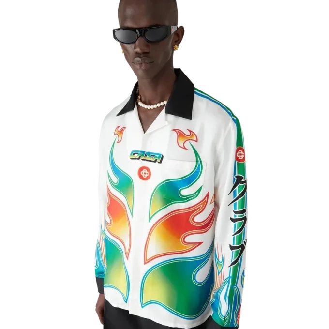 Chemise en twill de soie à manches longues Flame Laurel Chemise en twill de soie à manches longues Flame Laurel