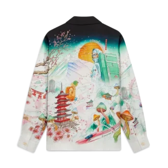 Chemise en twill de soie à manches longues Flowers
