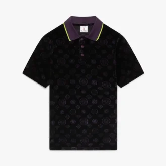 Chemise en velours à monogramme violet