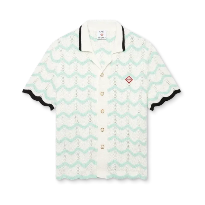 Chemise à manches courtes en coton crocheté Gradient Wave