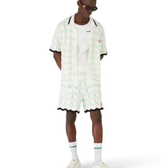 Chemise à manches courtes en coton crocheté Gradient Wave