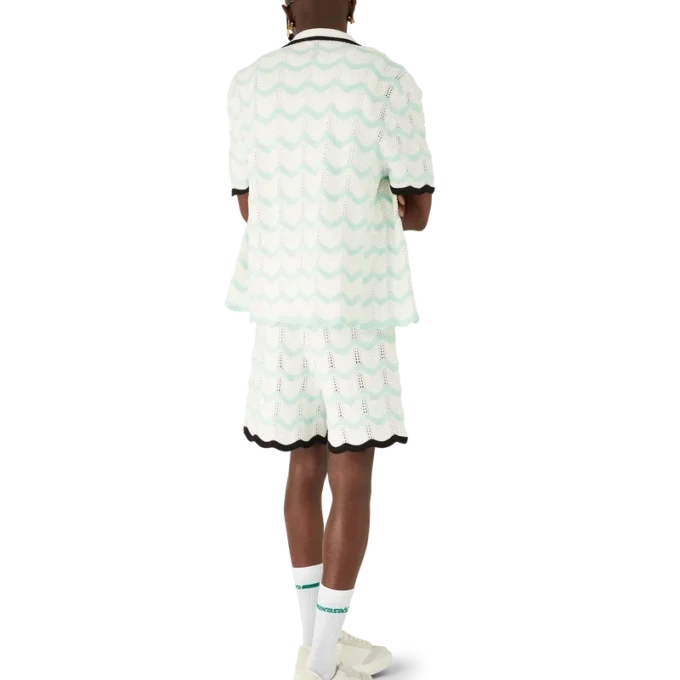 Chemise à manches courtes en coton crocheté Gradient Wave