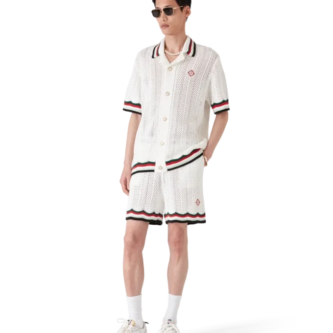 Chemise à manches courtes en coton Montagne Ondulée, confectionnée au crochet