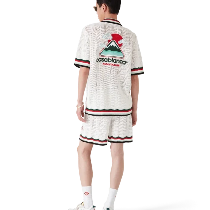 Chemise à manches courtes en coton Montagne Ondulée, confectionnée au crochet