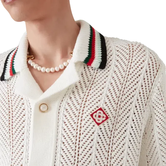 Chemise à manches courtes en coton Montagne Ondulée, confectionnée au crochet